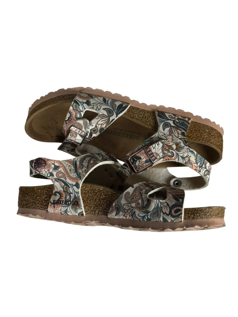 Birkenstock Kids Burk’s-Flor Paisley Light Rose Vegan Two Buckle  30 US 12-12.5